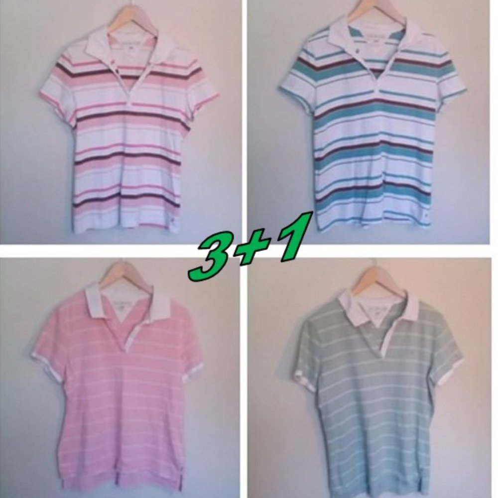 Tommy Hilfiger Striped Polo Shirts  3+1  (4) Pack  xl